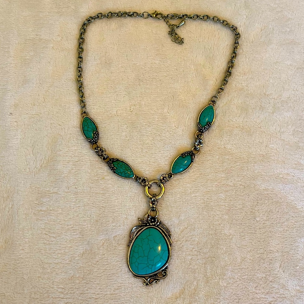 Silver and turquoise statement necklace